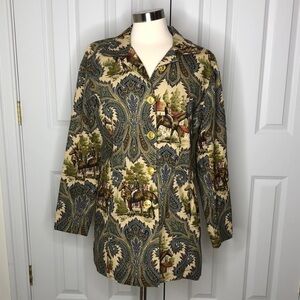 B The Collection Equestrian Motif Long Jacket L